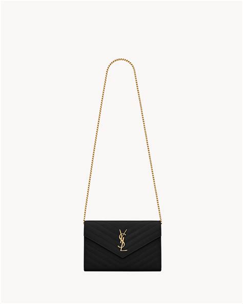 palissandre ysl|CLASSIC CASSANDRE CHAIN WALLET IN GRAIN DE .